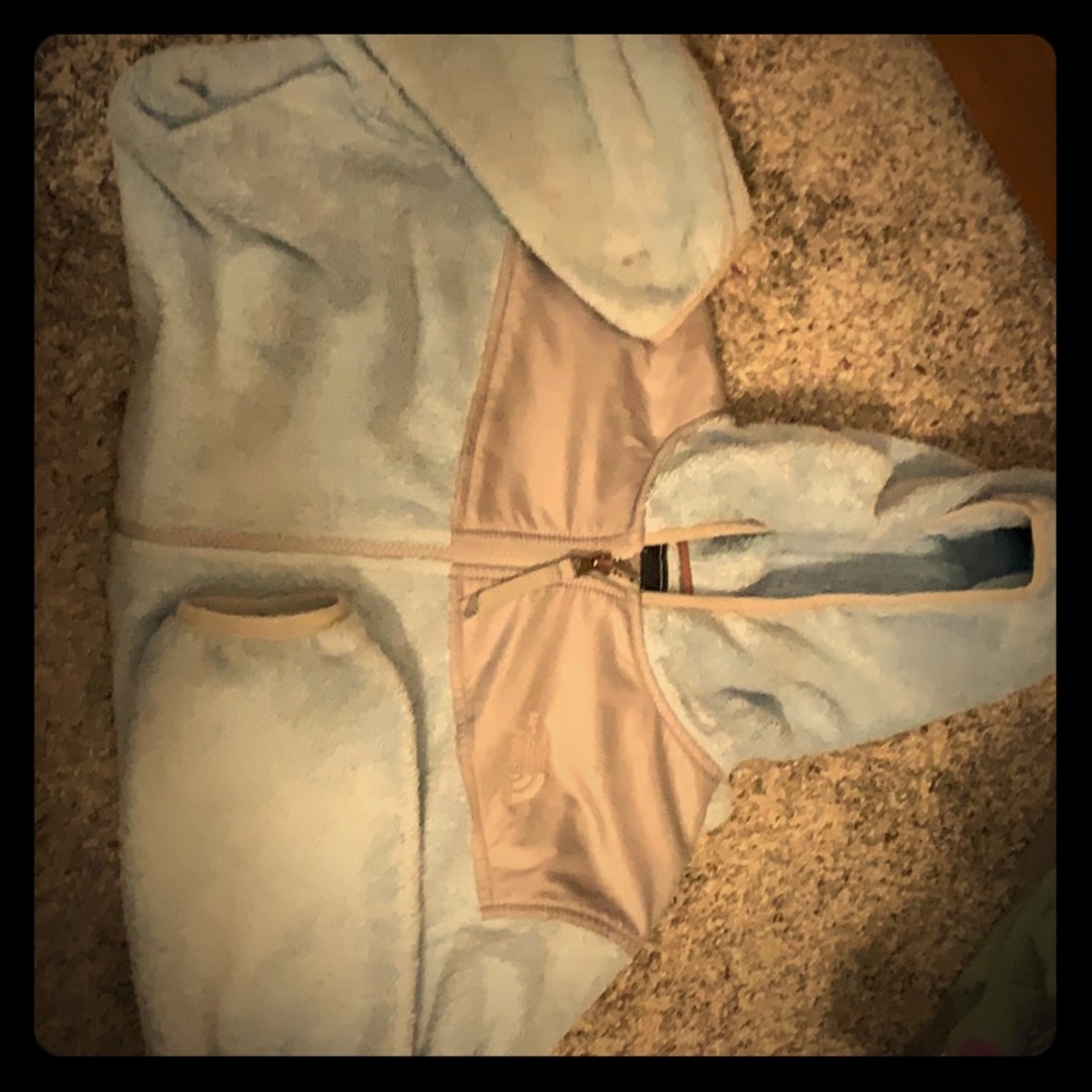 North face zip up jacket baby blue.